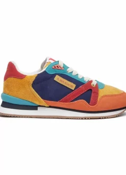 Danefæ Sneakers>M.Moustache Andre Running Sneakers Suede Orange Et Velours Cotele