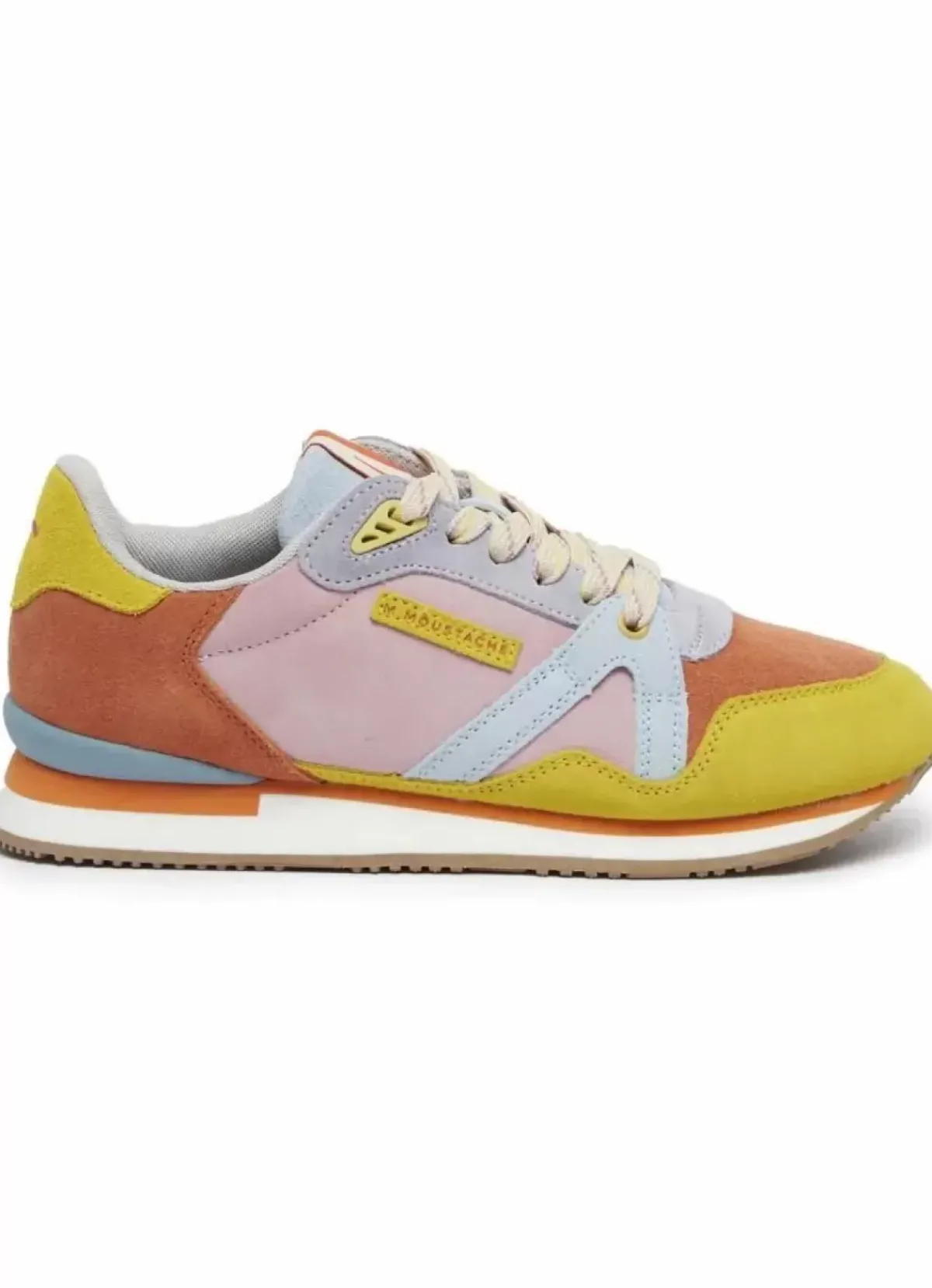 Danefæ Sneakers>M.Moustache Andre Running Sneakers Suede Jaune Orange Ciel