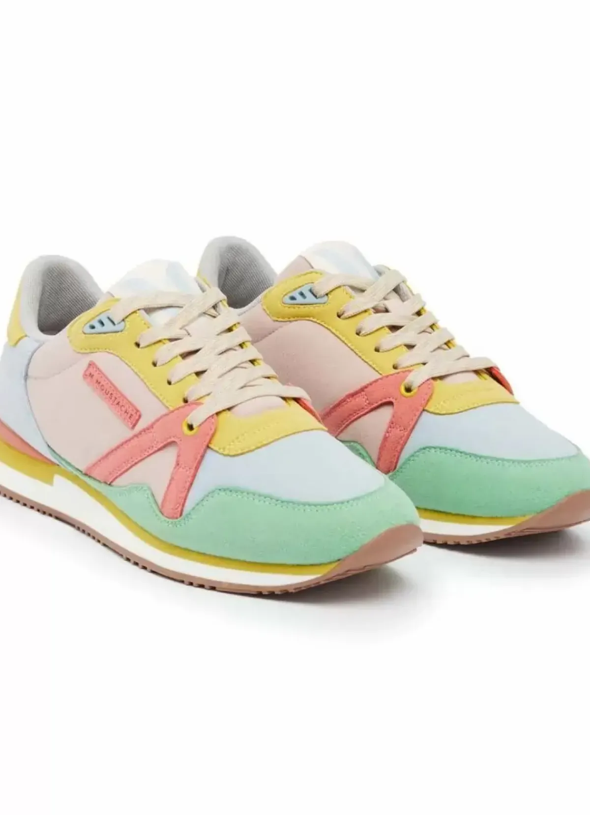 Danefæ Sneakers>M.Moustache Andre Running Sneakers Suede Vert D'Eau Ciel Saumon