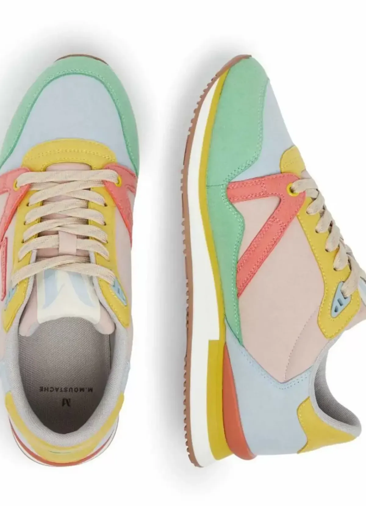 Danefæ Sneakers>M.Moustache Andre Running Sneakers Suede Vert D'Eau Ciel Saumon