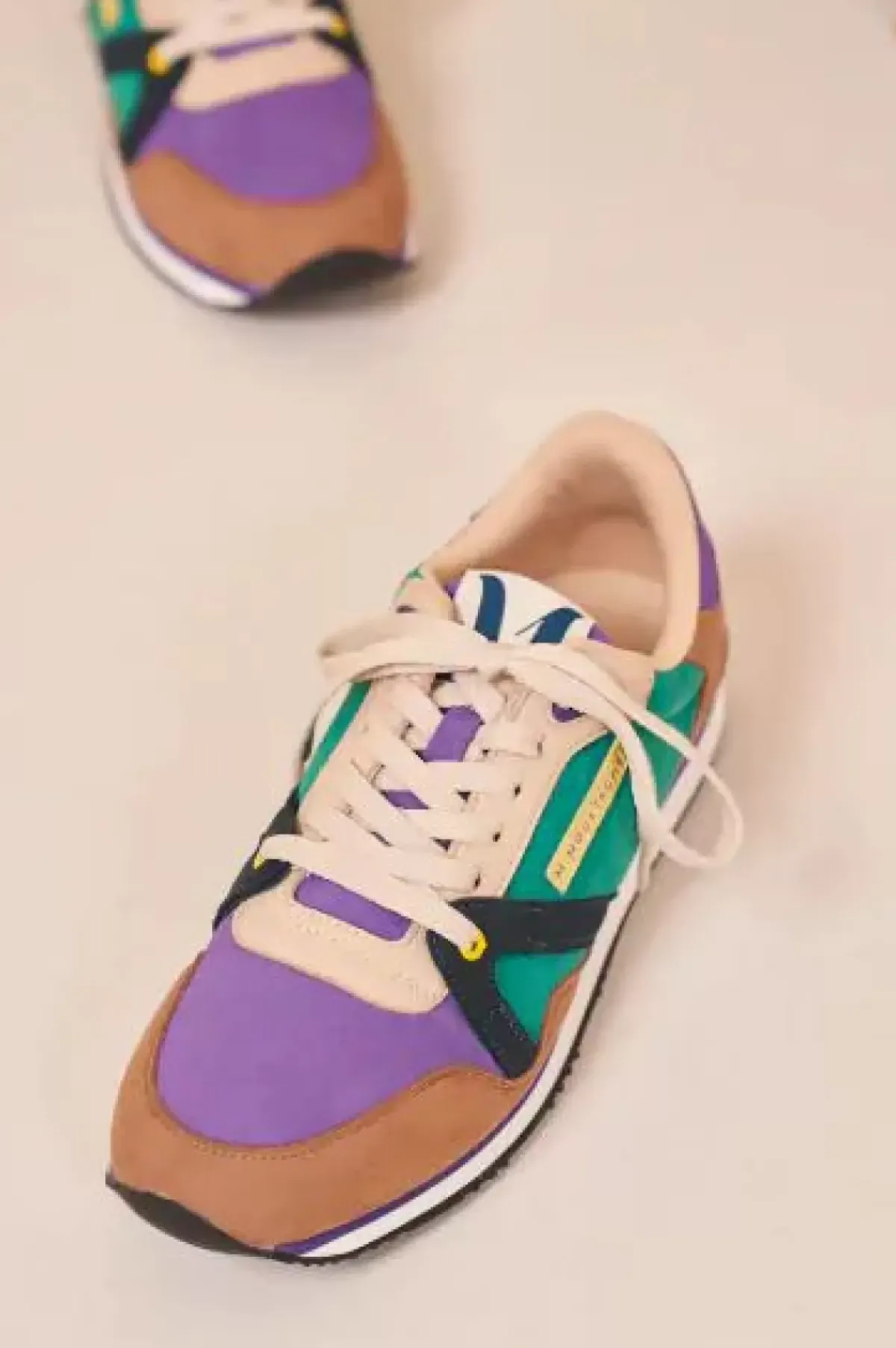 Danefæ Sneakers>M.Moustache Andre Running Sneakers Suede Taupe Violet Petrole
