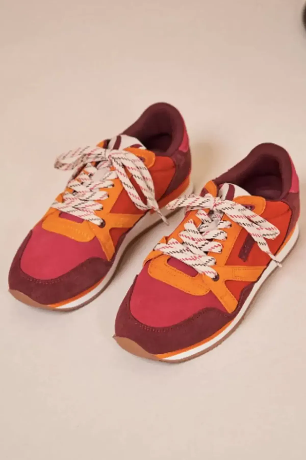 Danefæ Sneakers>M.Moustache Andre Running Sneakers Suede Bordeaux Amarante Orange