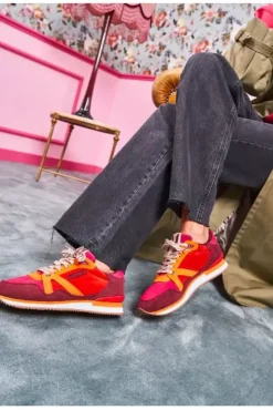 Danefæ Sneakers>M.Moustache Andre Running Sneakers Suede Bordeaux Amarante Orange