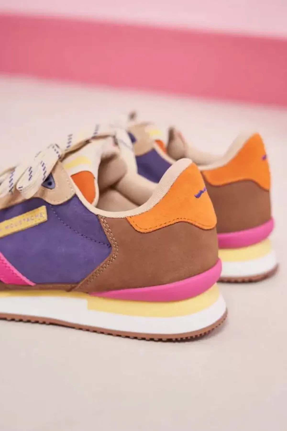 Danefæ Sneakers>M.Moustache Andre Running Sneakers Suede Et Mesh Taupe Ecru