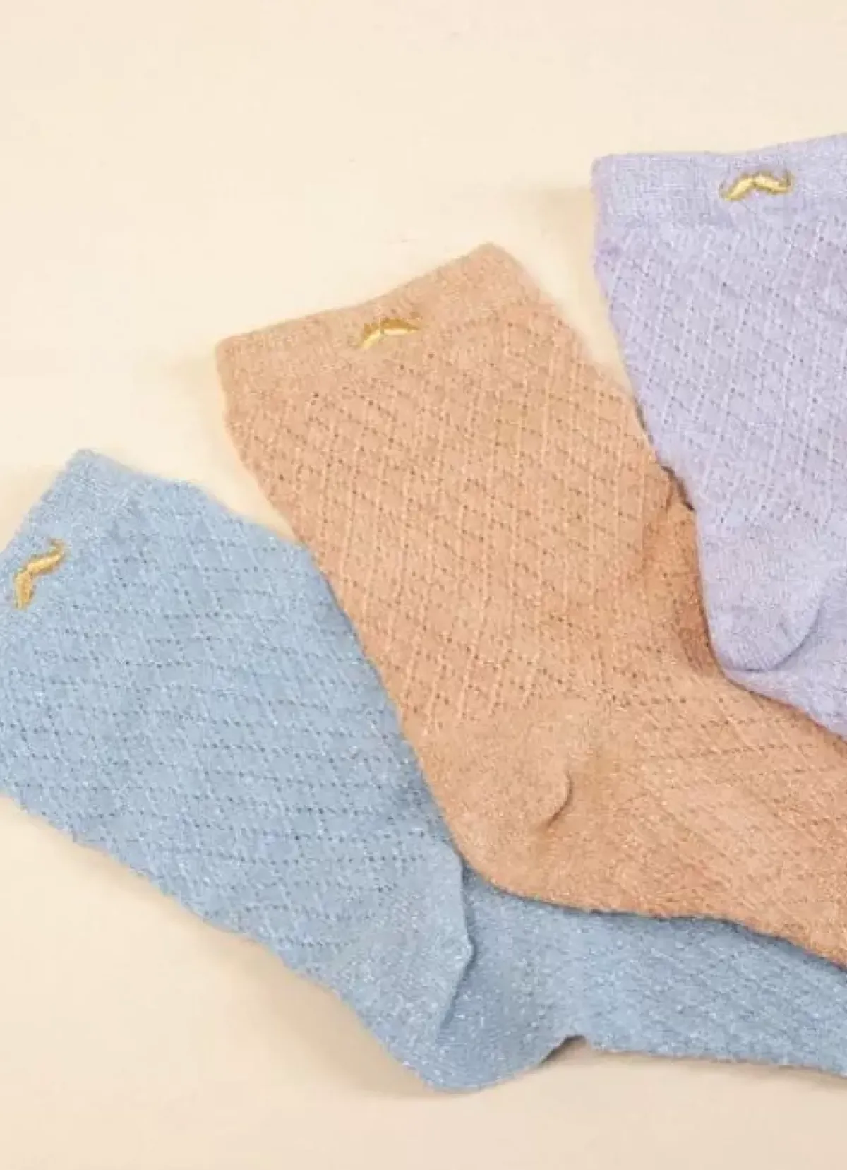 Danefæ Socken Und Strümpfe>M.Moustache Chaussettes Stromper 3-Pak Gaufre Paillettes