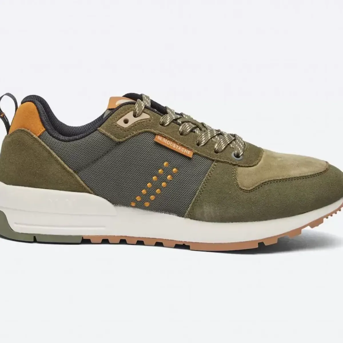 Danefæ Sneakers>M.Moustache Daniel Running Sneakers Suede Et Mesh Kaki Cognac