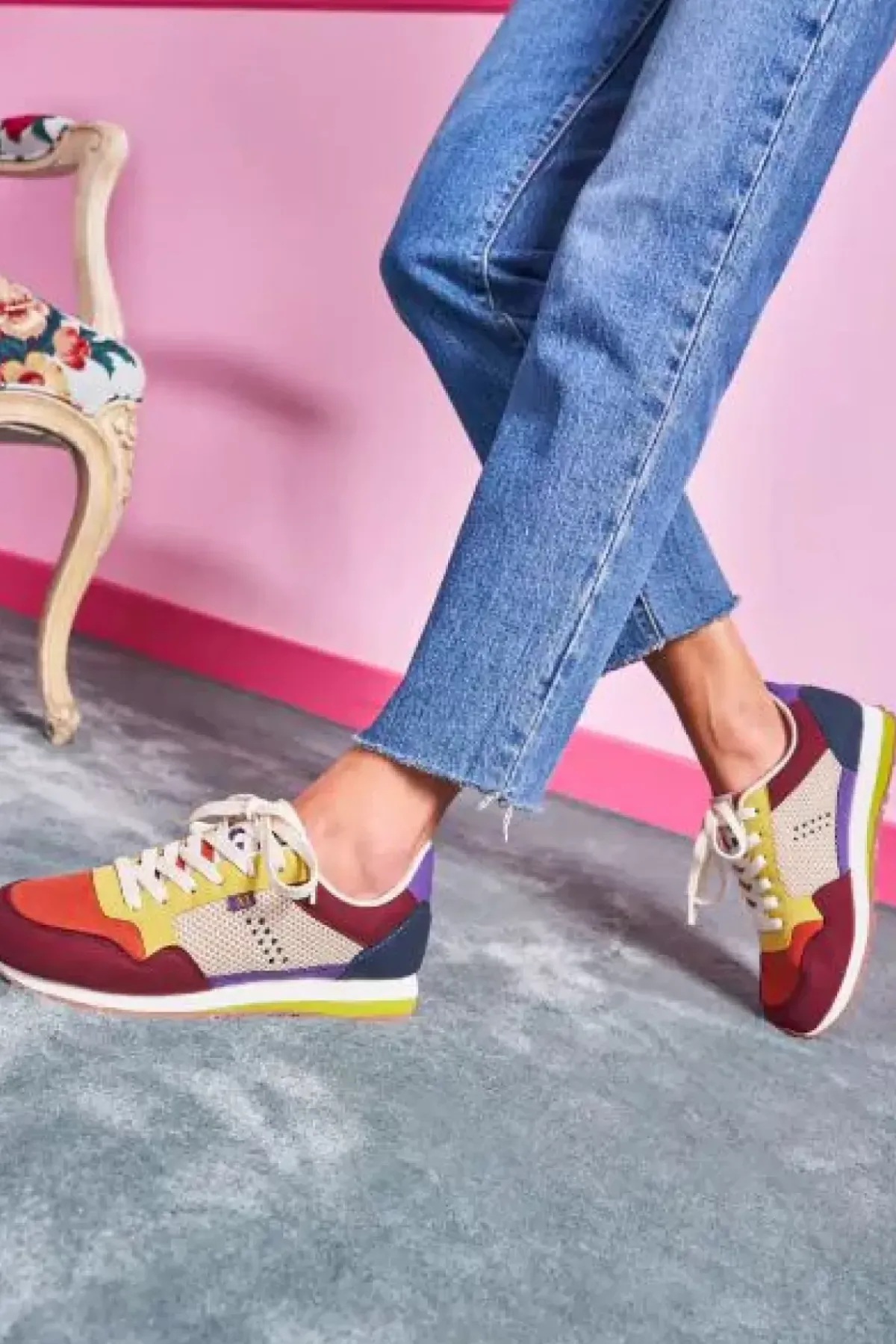 Danefæ Sneakers>M.Moustache Gabrielle Ultrasuede Et Mesh Bordeaux Brique Anis