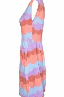 Danefæ Kleider>Organic - Danedomenica Slub Jersey Dress Warm Rose/Coral Puffy Clouds