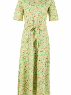 Danefæ Kleider>Organic - Daneflora Slub Jersey Dress Pale Yellow Botanical