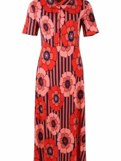 Danefæ Kleider>Organic - Danehettie Interlock Dress Bright Red Power Flower