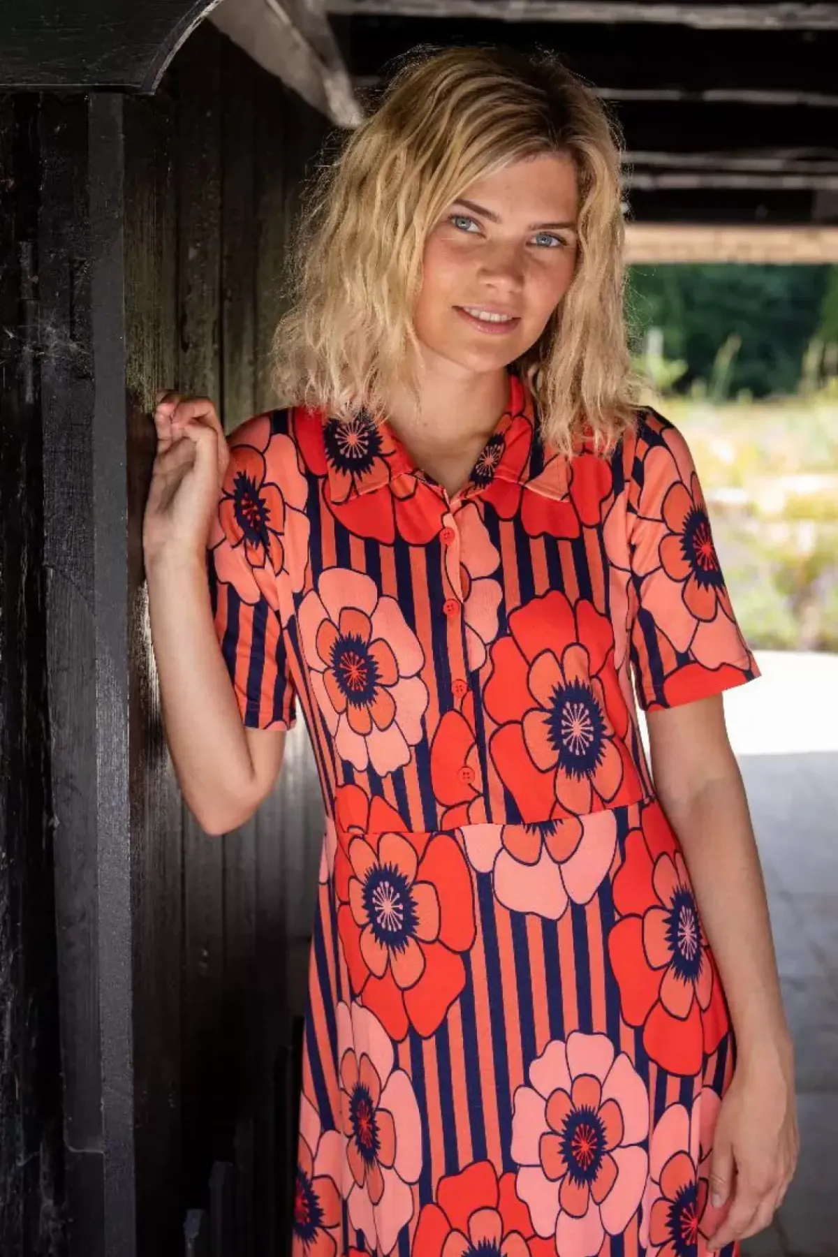 Danefæ Kleider>Organic - Danehettie Interlock Dress Bright Red Power Flower