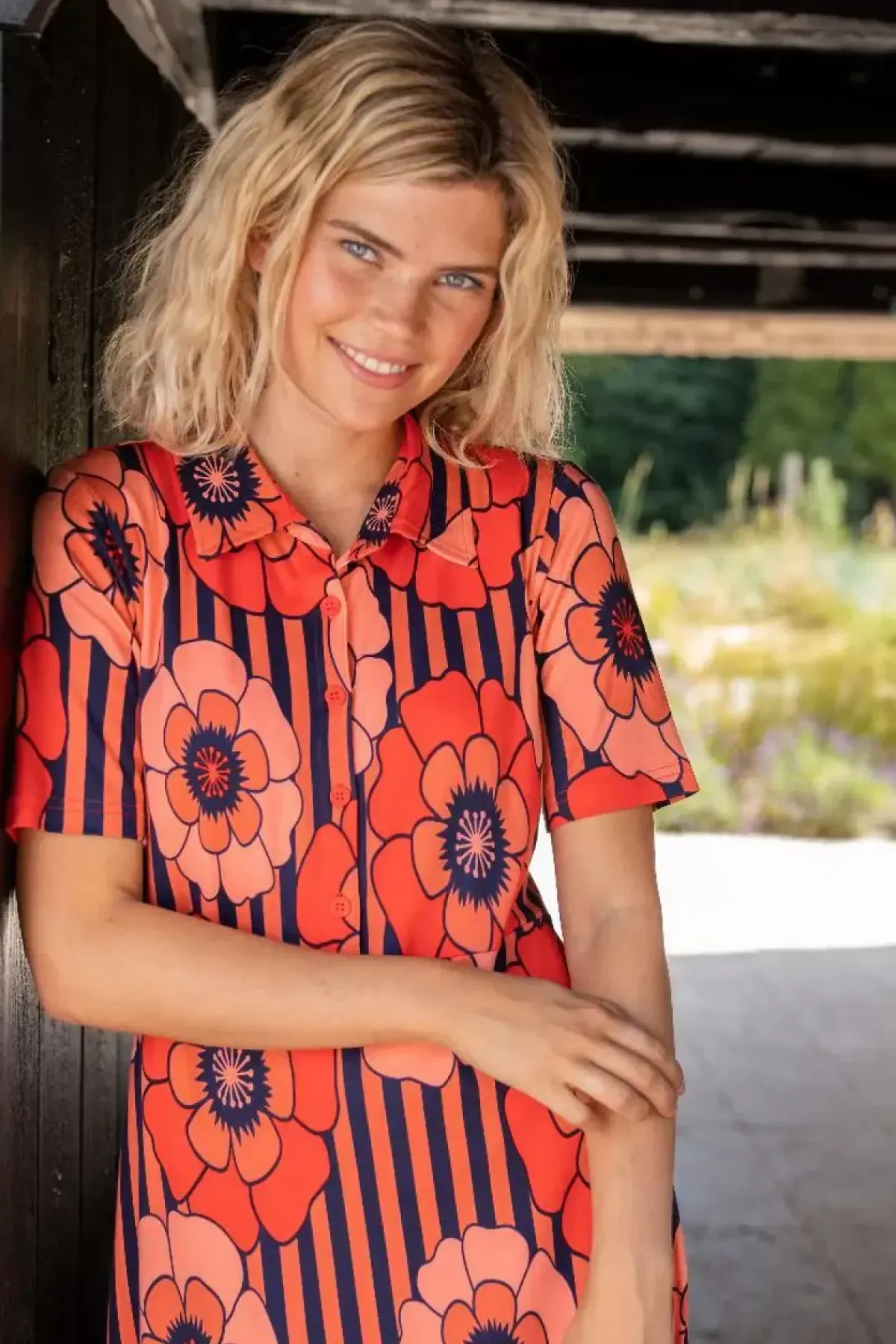 Danefæ Kleider>Organic - Danehettie Interlock Dress Bright Red Power Flower