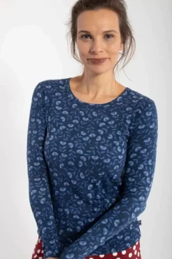 Danefæ Hemden Und Shirts>Organic - Danelotte Tee Marine/Cold Blue Fleurie