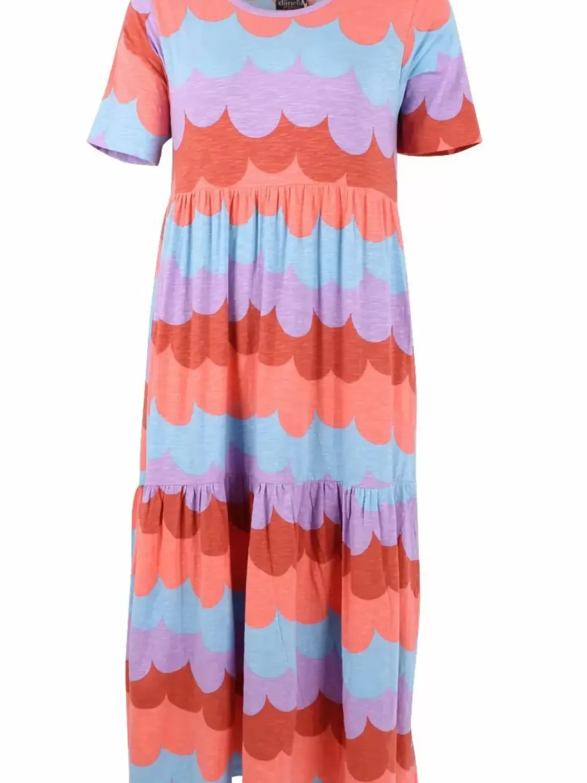 Danefæ Kleider>Organic - Danemarkise Slub Jersey Dress Warm Rose/Coral Puffy Clouds