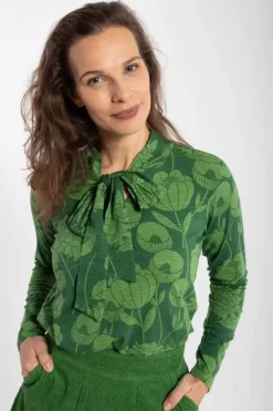 Danefæ Hemden Und Shirts>Organic - Danepetra Top Warm Khaki/Fall Jungle Hortensia
