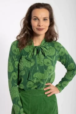 Danefæ Hemden Und Shirts>Organic - Danepetra Top Warm Khaki/Fall Jungle Hortensia