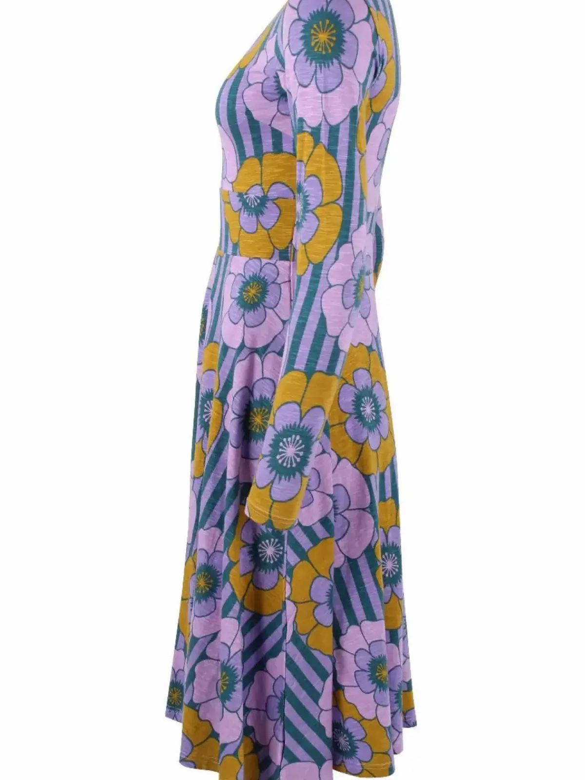Danefæ Kleider>Organic - Danesigrid Viscose Slub Dress Viola Power Flower