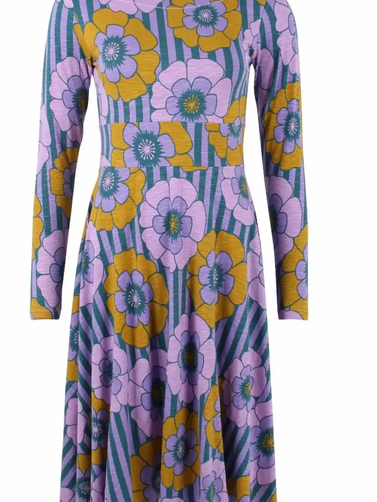 Danefæ Kleider>Organic - Danesigrid Viscose Slub Dress Viola Power Flower