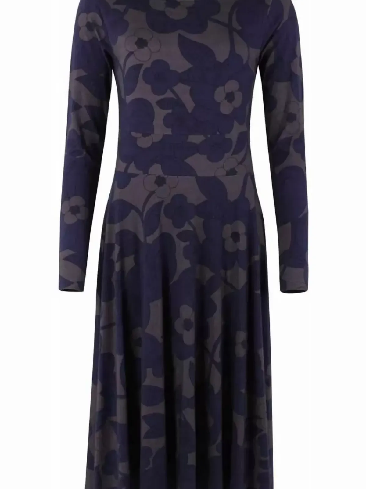 Danefæ Kleider>Organic - Danesigrid Viscose Slub Dress Grey Marine Bloom Boom