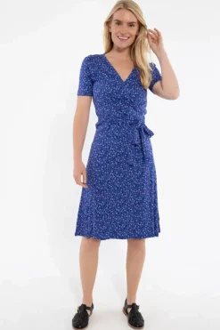 Danefæ Kleider>Organic - Danevenice Inter Dress Deep Marine Fleurie