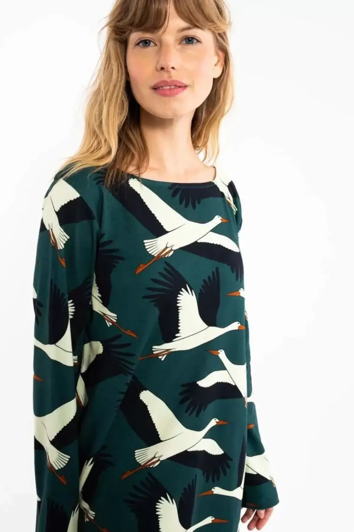 Danefæ Kleider>Organic - Danolivia Interlock Dress Dark Duck Stork