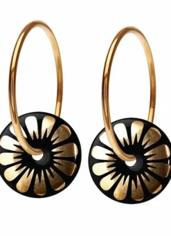 Danefæ Schmuck>Scherning Bloom Oreringe Black/Guldbelagt