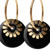Danefæ Schmuck>Scherning Bloom Oreringe Stor Black/Guldbelagt