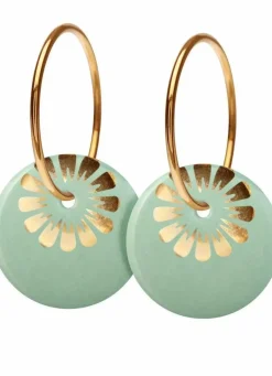 Danefæ Schmuck>Scherning Bloom Oreringe Stor Aqua/Guldbelagt