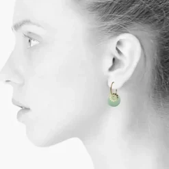 Danefæ Schmuck>Scherning Bloom Oreringe Stor Aqua/Guldbelagt