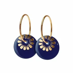 Danefæ Schmuck>Scherning Bloom Oreringe Stor Midnight Blue/Guldbelagt