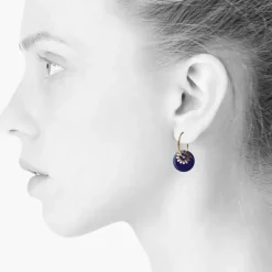 Danefæ Schmuck>Scherning Bloom Oreringe Stor Midnight Blue/Guldbelagt