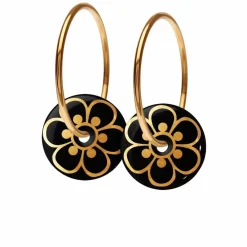 Danefæ Schmuck>Scherning Flora Oreringe Black/Guldbelagt