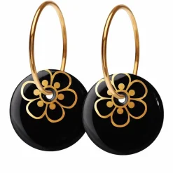 Danefæ Schmuck>Scherning Flora Oreringe Stor Black/Guldbelagt