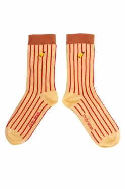 Danefæ Socken Und Strümpfe>Sticky Lemon Socks Stripes Biscotti Beige