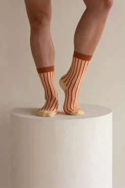 Danefæ Socken Und Strümpfe>Sticky Lemon Socks Stripes Biscotti Beige
