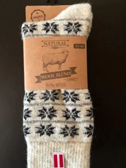 Danefæ Socken Und Strümpfe>Woolwear Ragsok M/Dansk Flag Grey/Black Nr.22B