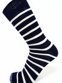 Danefæ Socken Und Strümpfe>Woolwear Uldsokker Dressed Navy/White Stripes Nr.26