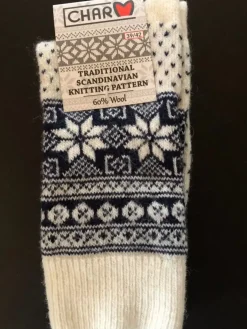 Danefæ Socken Und Strümpfe>Woolwear Uldsokker M/Snefnug White/Navy Nr.31