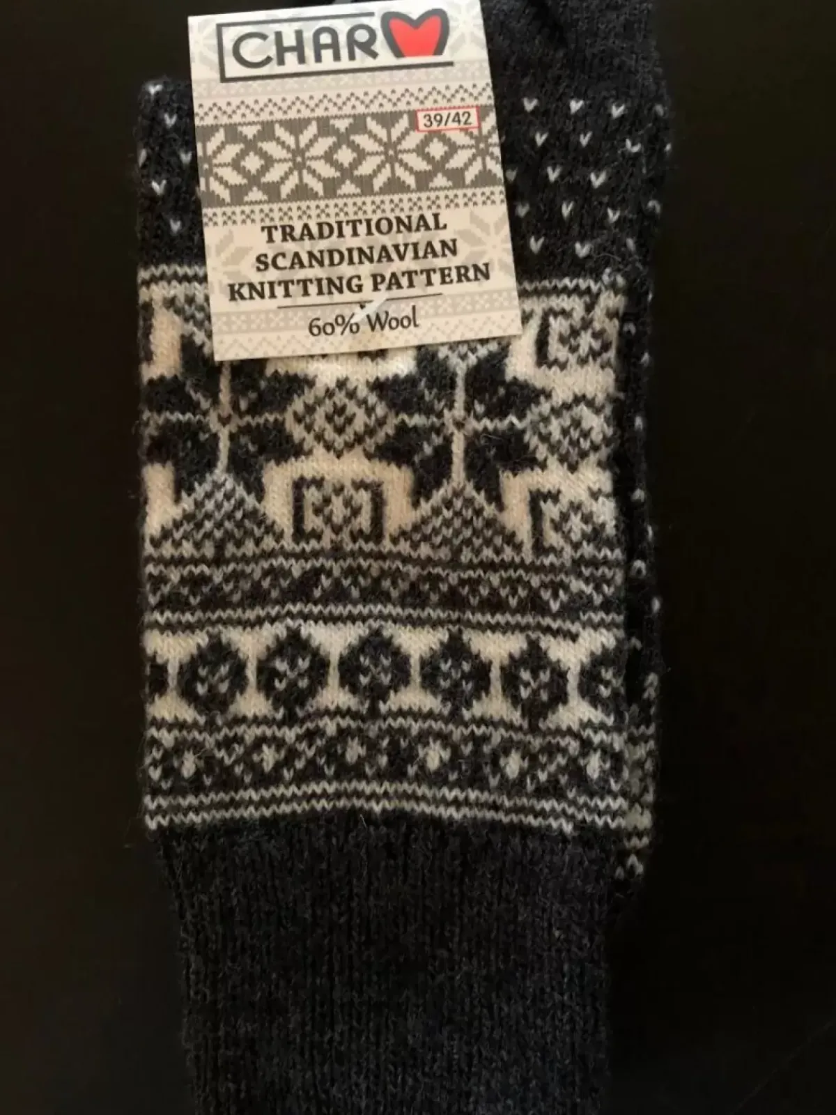 Danefæ Socken Und Strümpfe>Woolwear Uldsokker M/Snefnug Koks/White Nr.32