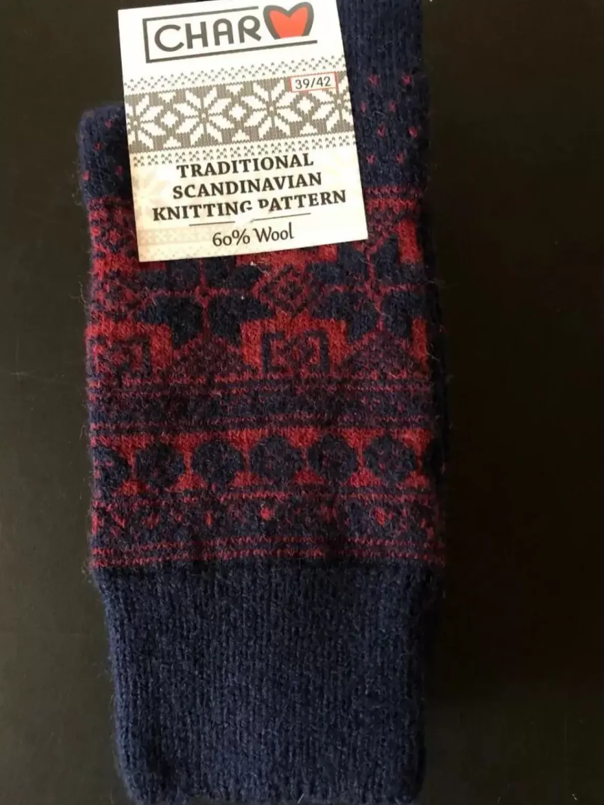 Danefæ Socken Und Strümpfe>Woolwear Uldsokker M/Snefnug Navy/Bordeaux Nr.34