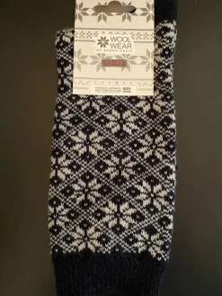 Danefæ Socken Und Strümpfe>Woolwear Uldsokker M/Snefnug Navy/White Aop Nr.38
