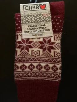 Danefæ Socken Und Strümpfe>Woolwear Uldsokker M/Snefnug Bordeaux/White Nr.36